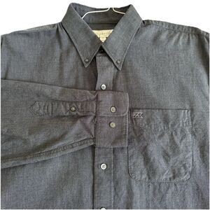 Cutter & Buck Button Down Shirt Collar Mens L Charcoal Gray Micro Plaid Cotton